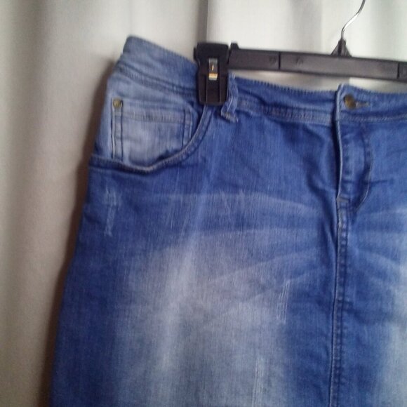 Promod Denim Skirt 16 Women Short Stretch Pockets Blue - Picture 14 of 16